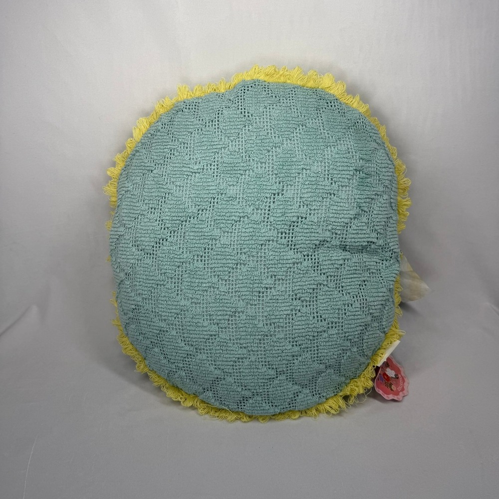 Elav The World Traveler Round Fringe Pillow 20in Blue Yellow Made in Portugal